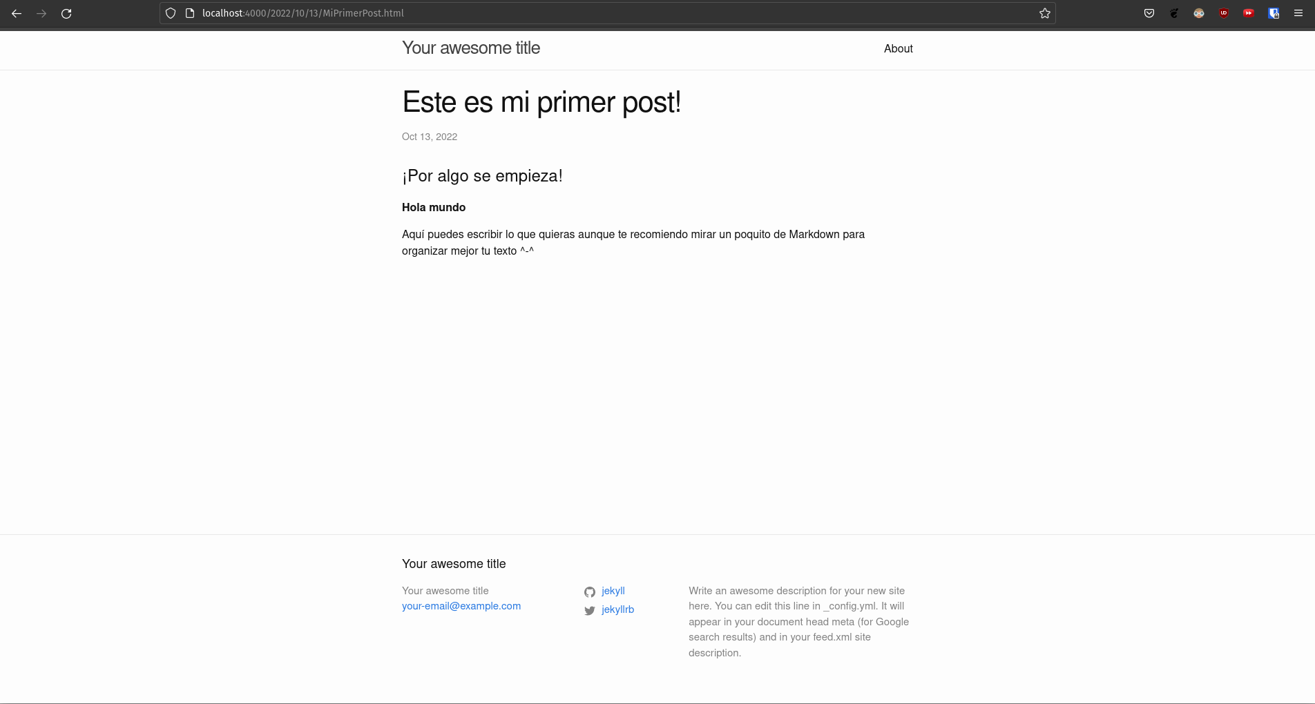 My first post .md in Jekyll