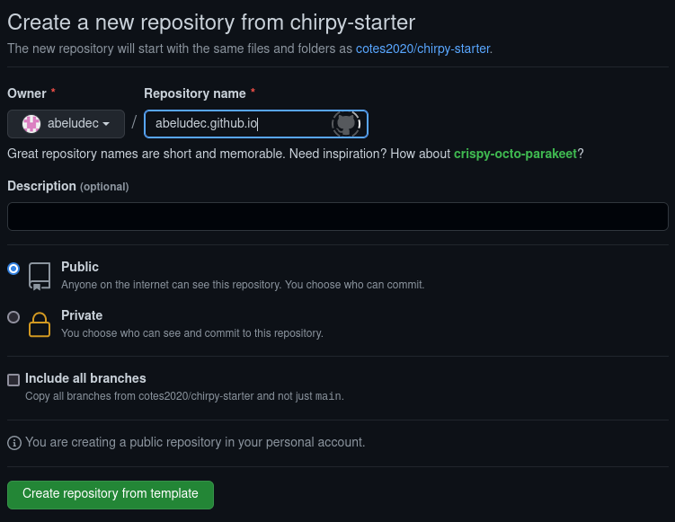 Using Chirpy Templete
