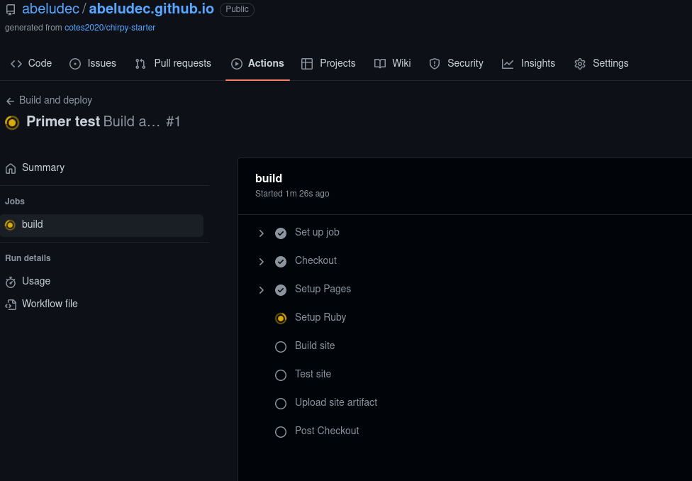 GitHub Actions Chirpy